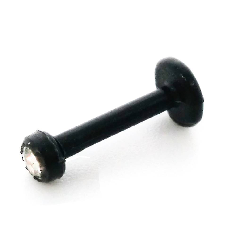 Σκουλαρίκι Χειλιών Σιλικόνης Μαύρο με Στρας 2,5mm