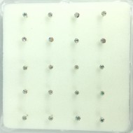 Σκουλαρίκι Μύτης Ασημί με Στρας Ιριζέ 1.5mm