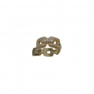Σκουλαρίκι Μονό Ear Cuff Ορείχαλκος - Χρυσό Κρικάκι Αλυσίδα με Στρας