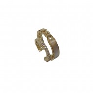 Σκουλαρίκι Μονό Ear Cuff Ορείχαλκος - Χρυσό Διπλό Κρικάκι Marble με Στρας