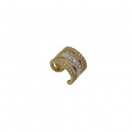 Σκουλαρίκι Μονό Ear Cuff Ορείχαλκος - Χρυσό Τριπλό Κρικάκι με Στρας