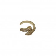 Σκουλαρίκι Μονό Ear Cuff Ορείχαλκος - Χρυσό Κρικάκι Καρφί με Στρας
