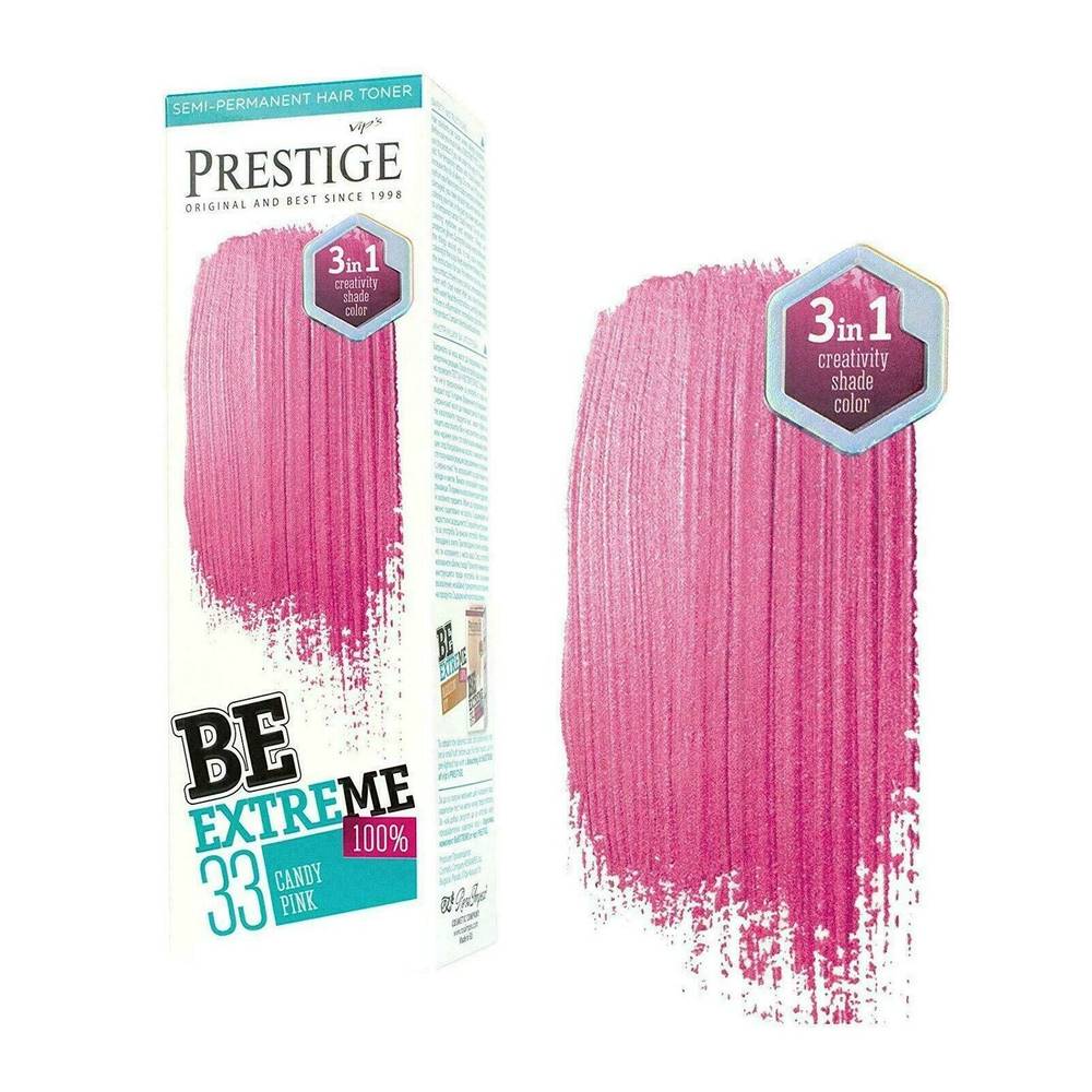 Vip's Prestige Be Extreme Semi-Permanent Hair Toner Ammonia Free No33 - Candy Pink